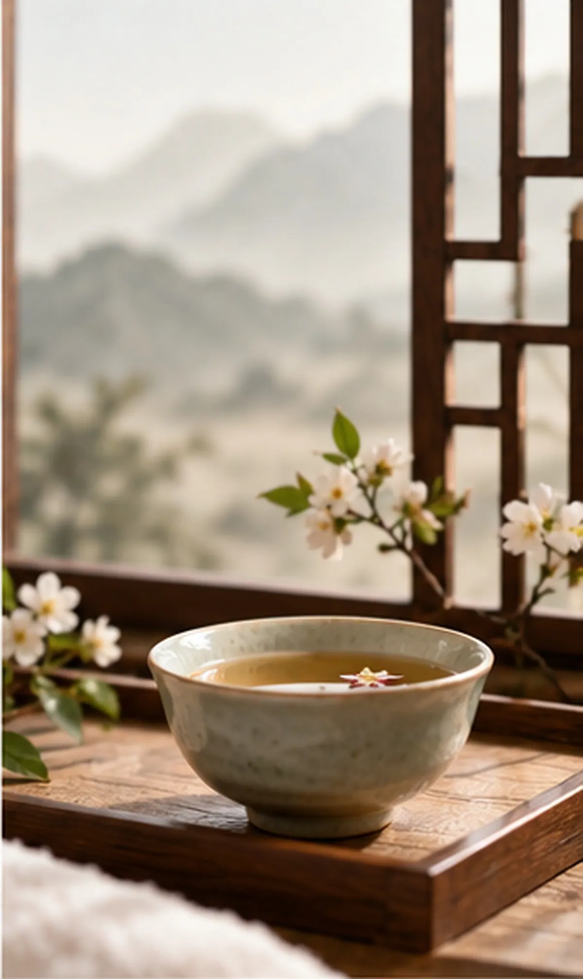 Quiet moment with tea by a window